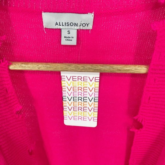 Evereve Conroy Hot Pink Distressed Cropped Cardigan Alison Joy NWT Size Small - Picture 4 of 14